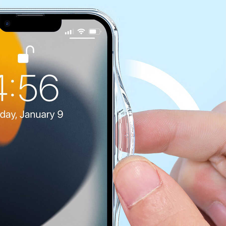 Apple iPhone 14 Plus Kılıf Standlı M-safe Wireless Şarj Özellikli Wiwu Aurora Serisi Kapak Renksiz