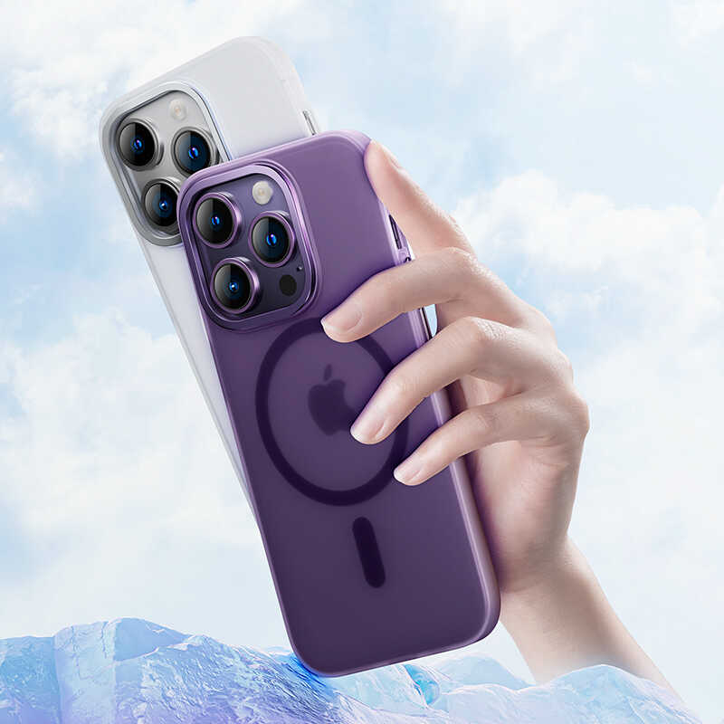 Apple iPhone 14 Plus Kılıf Wireless Şarj Destekli Benks Yeni Seri Magnetik Haze Kapak Gümüş