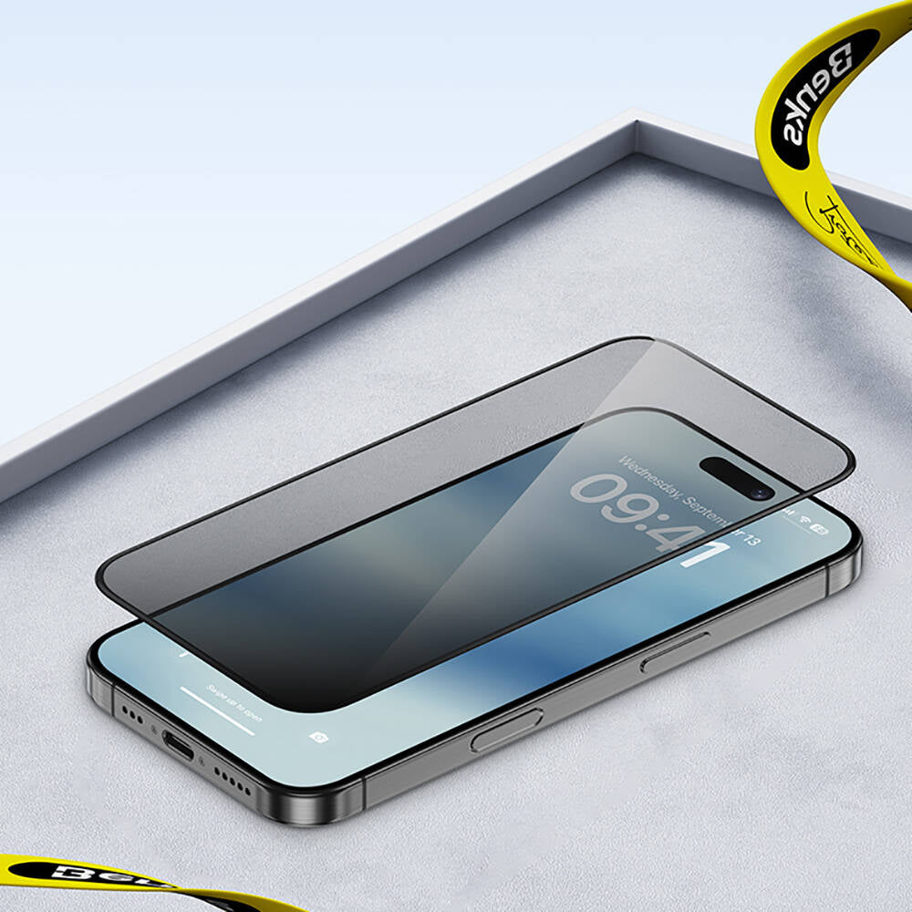 Apple iPhone 14 Pro Benks Ultra Shield 0.4mm Privacy Ekran Koruyucu + Kolay Uygulama Aparatlı Siyah