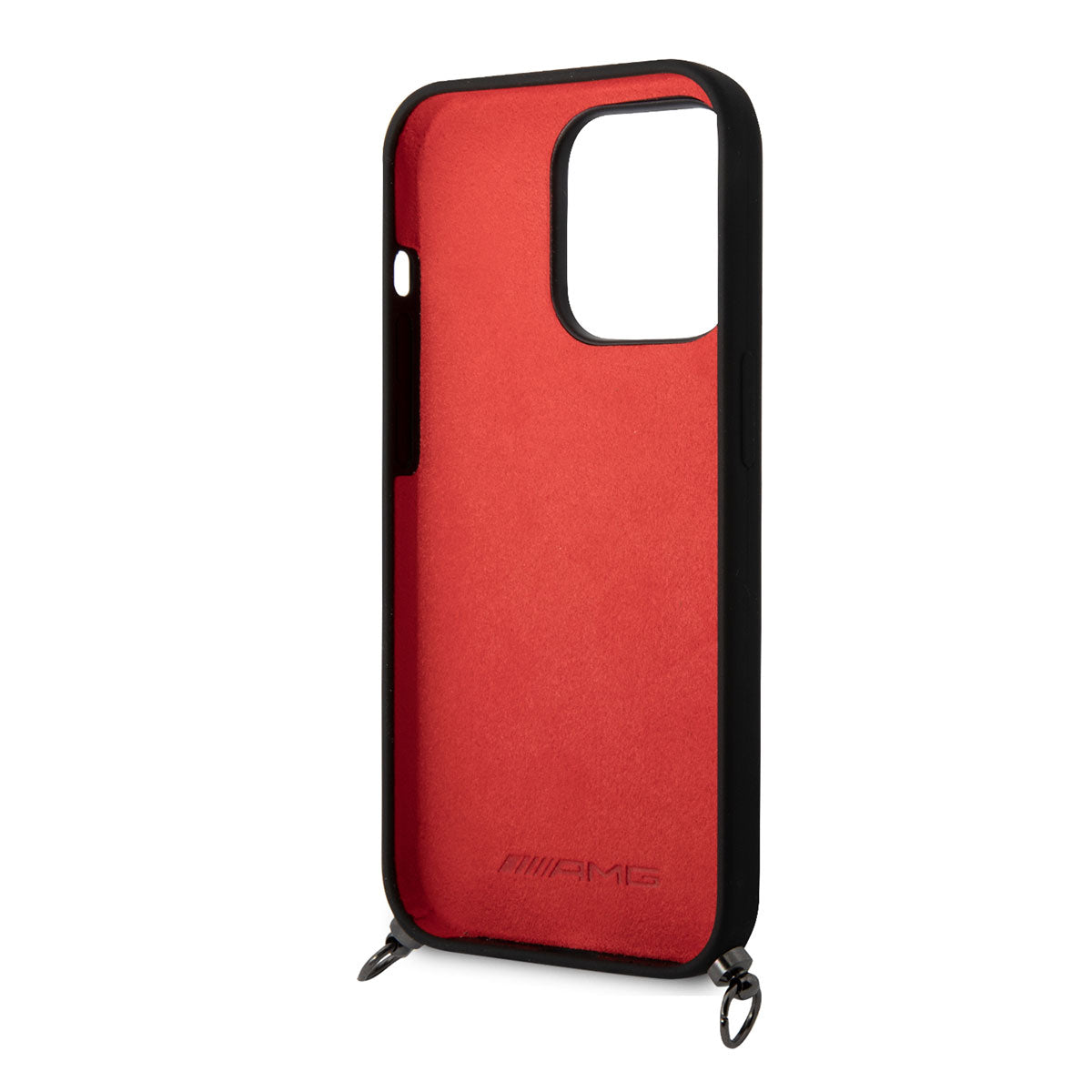 Apple iPhone 14 Pro Kılıf AMG Liquid Silikon Strap Telefon Askılı Grafik Dizayn Kapak Siyah