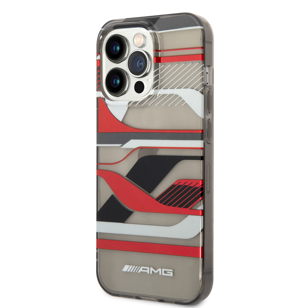 Apple iPhone 14 Pro Kılıf AMG Transparan Grafik Dizayn Kapak Siyah-Kırmızı