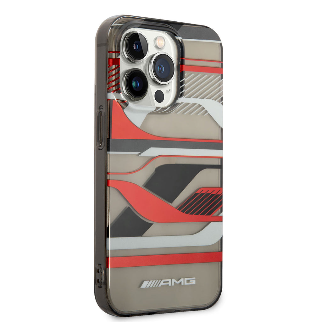 Apple iPhone 14 Pro Kılıf AMG Transparan Grafik Dizayn Kapak Siyah-Kırmızı