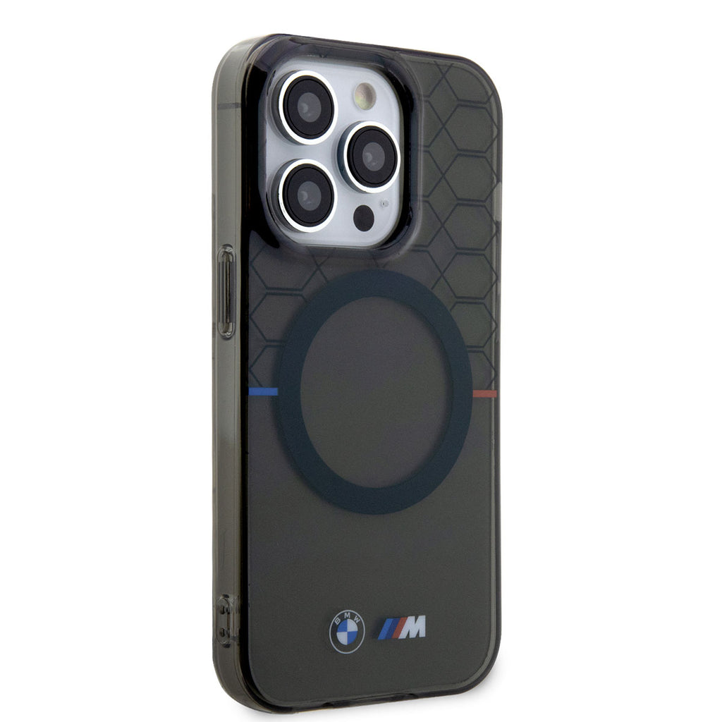 Apple iPhone 14 Pro Kılıf BMW M-safe Şarj Özellikli Transparan M Dizayn Kapak Gri