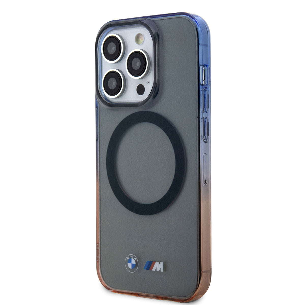 Apple iPhone 14 Pro Kılıf BMW M-safe Şarj Özellikli Transparan Renk Geçişli Dizayn Kapak Gri