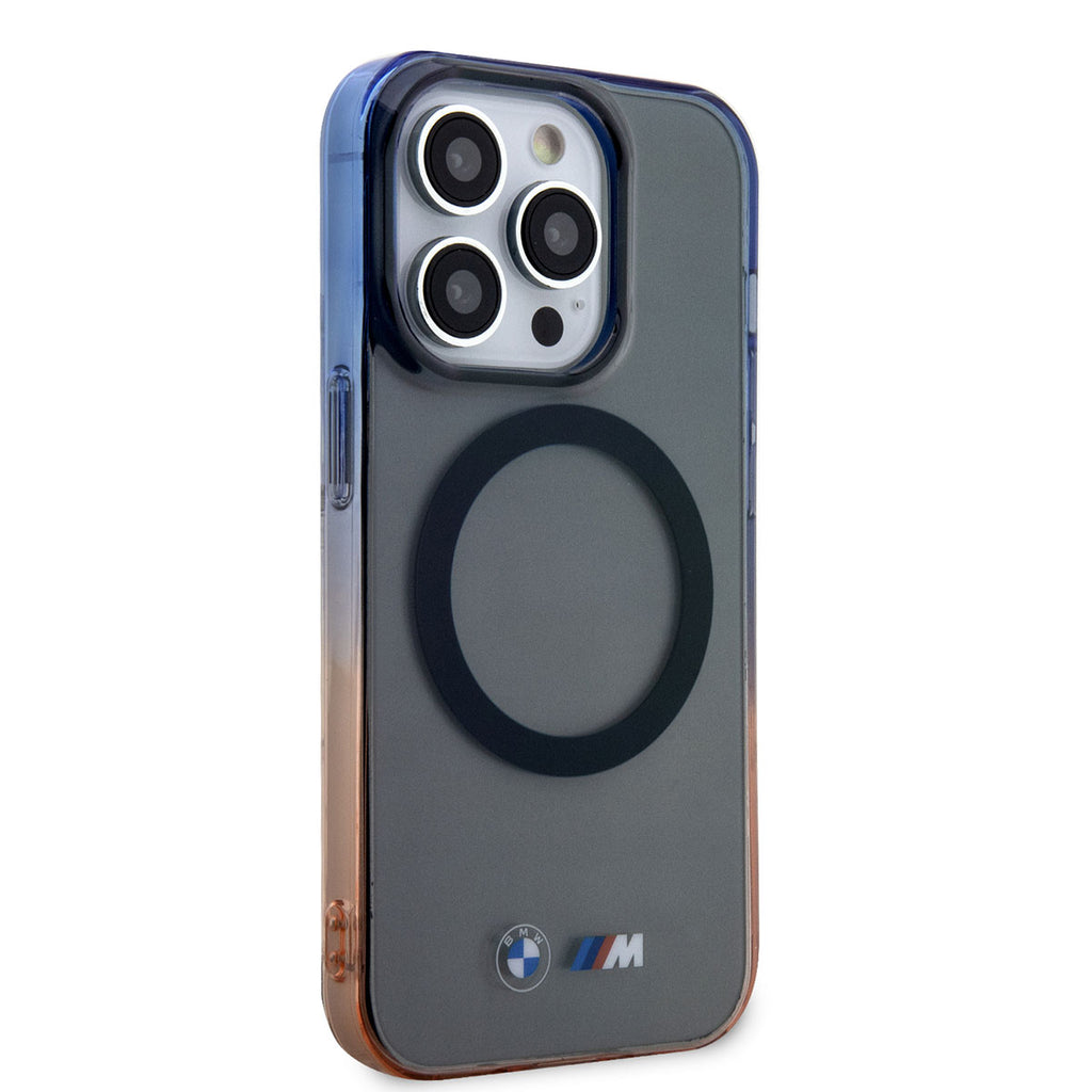 Apple iPhone 14 Pro Kılıf BMW M-safe Şarj Özellikli Transparan Renk Geçişli Dizayn Kapak Gri