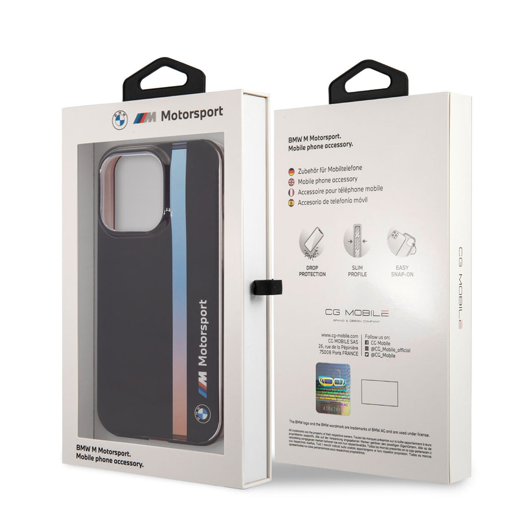 Apple iPhone 14 Pro Kılıf BMW Orjinal Lisanslı Renk Geçişli Çizgili Dizayn Kapak Siyah