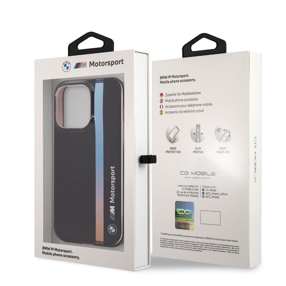 Apple iPhone 14 Pro Kılıf BMW Orjinal Lisanslı Renk Geçişli Çizgili Dizayn Kapak Siyah