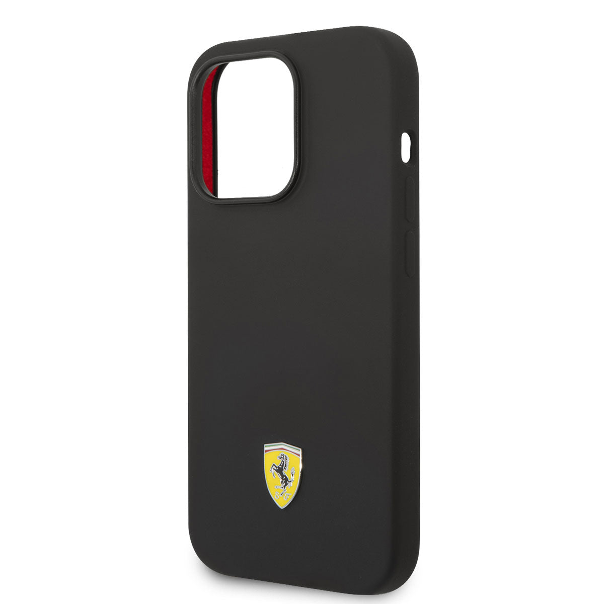 Apple iPhone 14 Pro Kılıf Ferrari M-safe Şarj Özellikli Silikon Metal Logo Dizayn Kapak Siyah