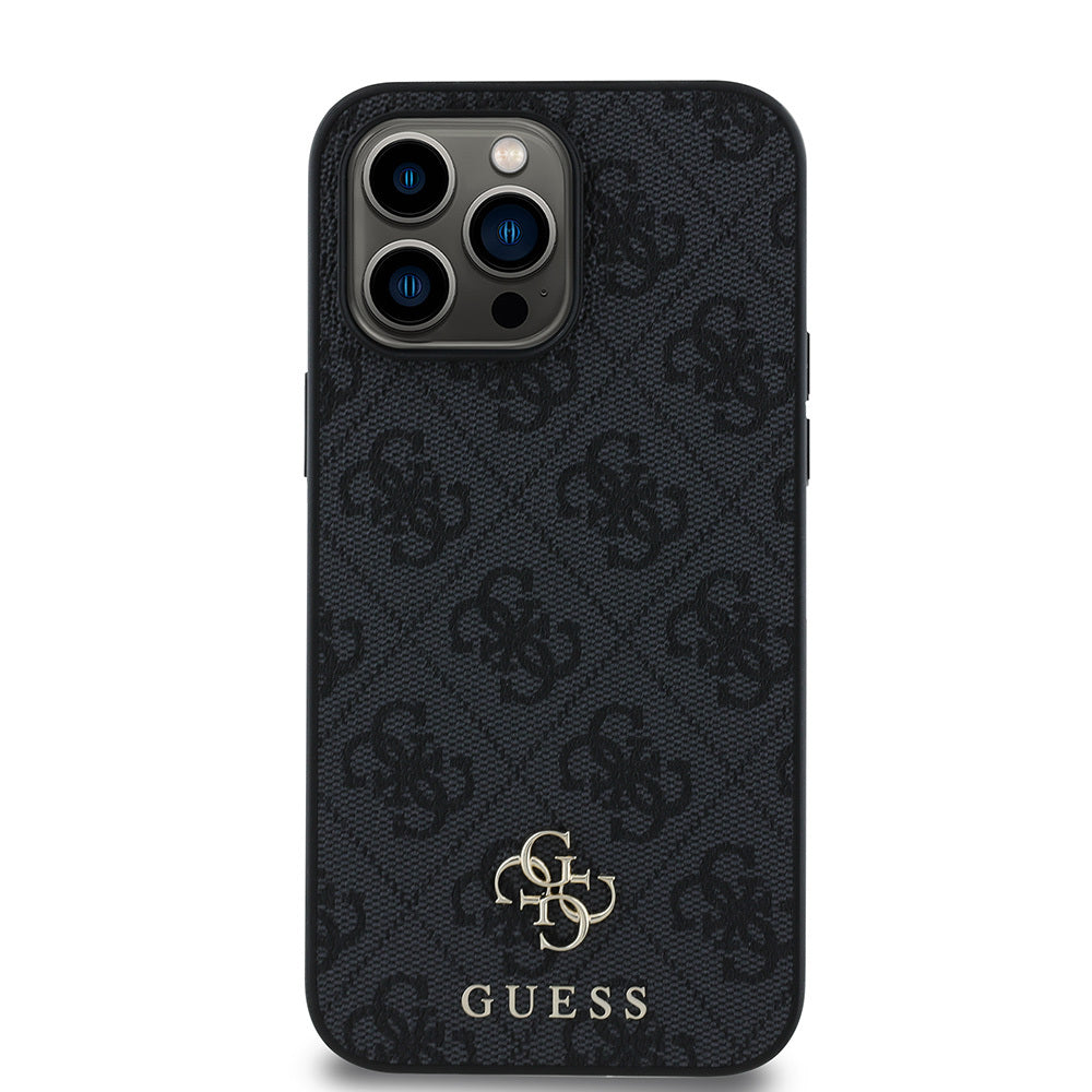 Apple iPhone 14 Pro Kılıf Guess Orjinal Lisanslı M-safe Şarj Özellikli Small 4G Classic Kapak Siyah