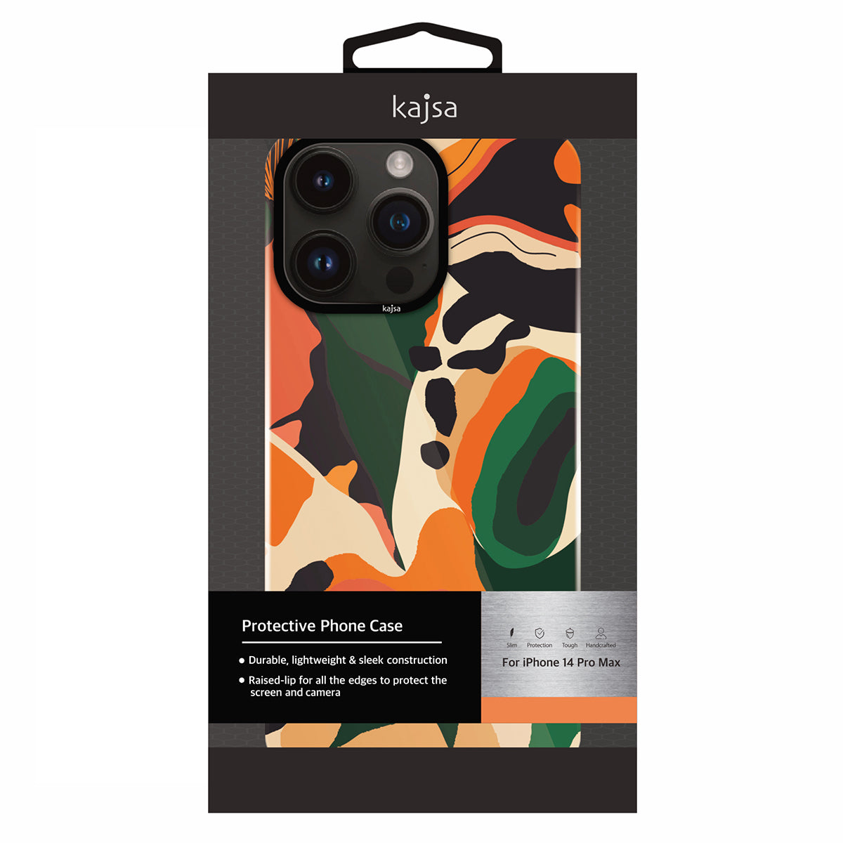 Apple iPhone 14 Pro Kılıf HD Desenli Kajsa Shield Plus Flower Graphic Serisi Kapak Turuncu