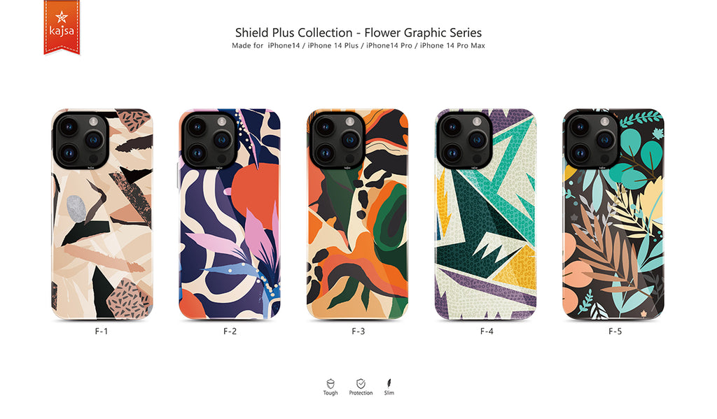 Apple iPhone 14 Pro Kılıf HD Desenli Kajsa Shield Plus Flower Graphic Serisi Kapak Turuncu