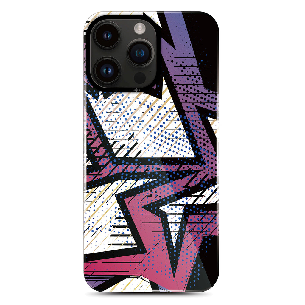 Apple iPhone 14 Pro Kılıf HD Desenli Kajsa Shield Plus Grafiti Serisi Kapak Siyah-Mavi