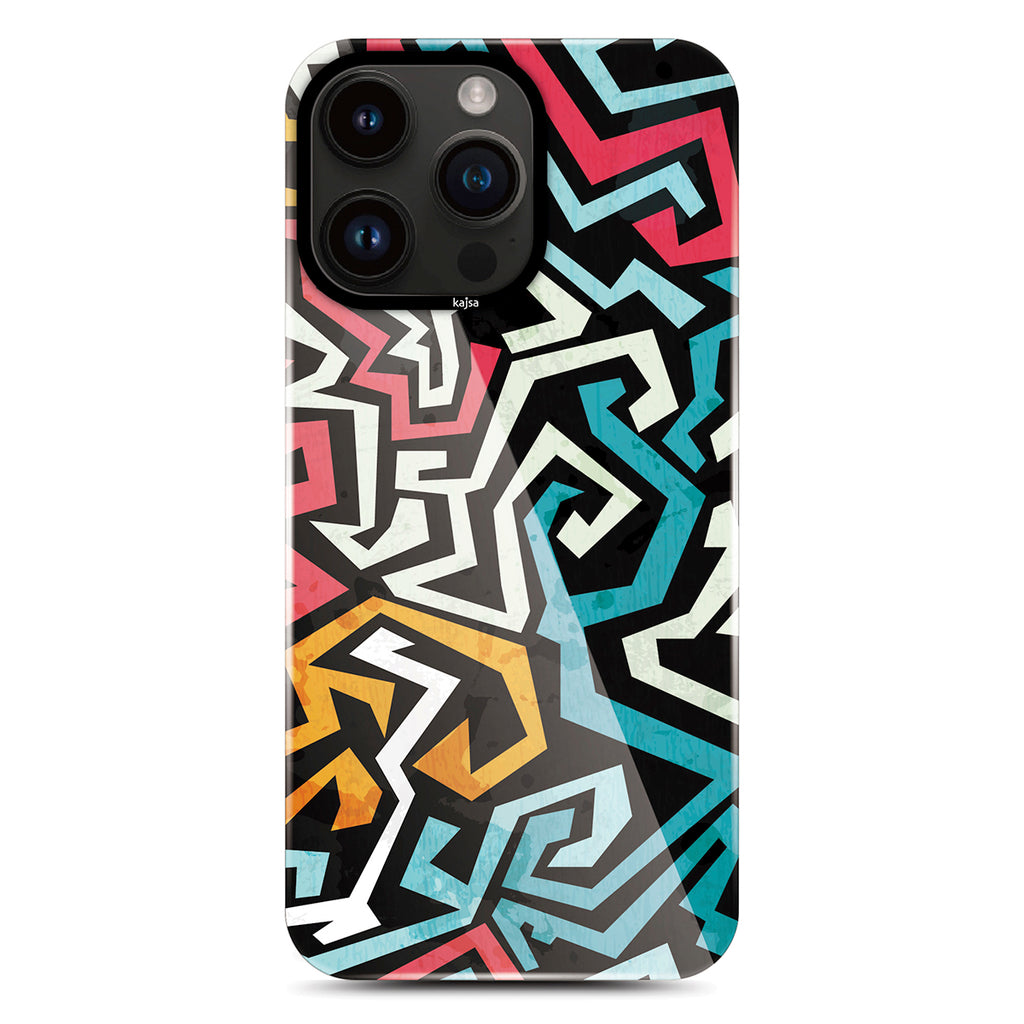 Apple iPhone 14 Pro Kılıf HD Desenli Kajsa Shield Plus Grafiti Serisi Kapak Gri