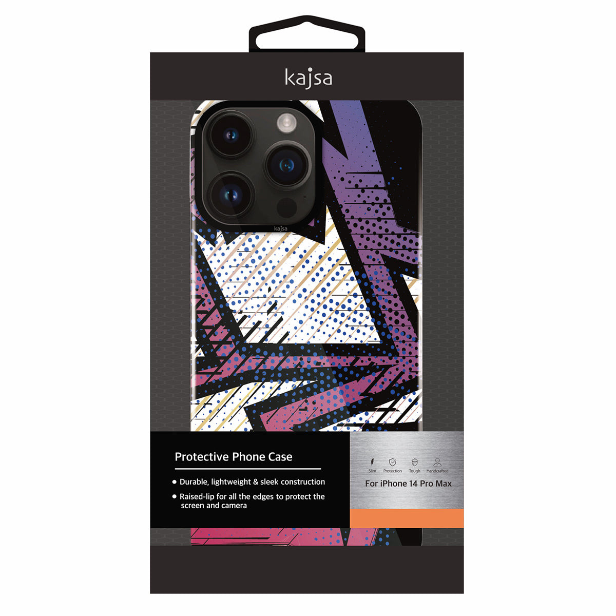 Apple iPhone 14 Pro Kılıf HD Desenli Kajsa Shield Plus Grafiti Serisi Kapak Mor