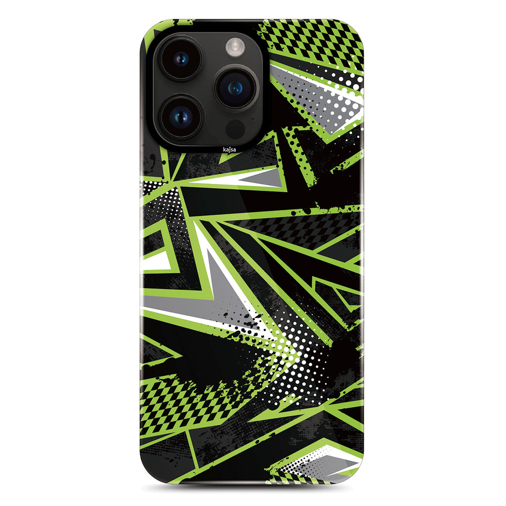 Apple iPhone 14 Pro Kılıf HD Desenli Kajsa Shield Plus Grafiti Serisi Kapak Yeşil