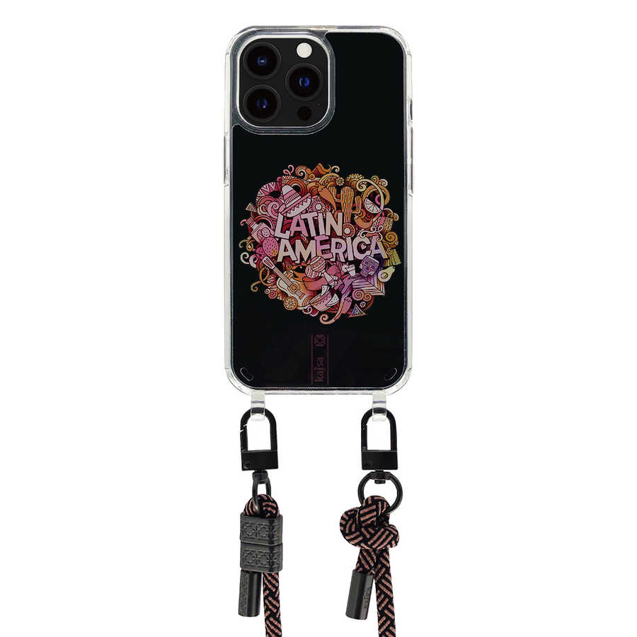 Apple iPhone 14 Pro Kılıf Kajsa Missy And Match Şeffaf Desenli İp Askılı Kapak Yeşil