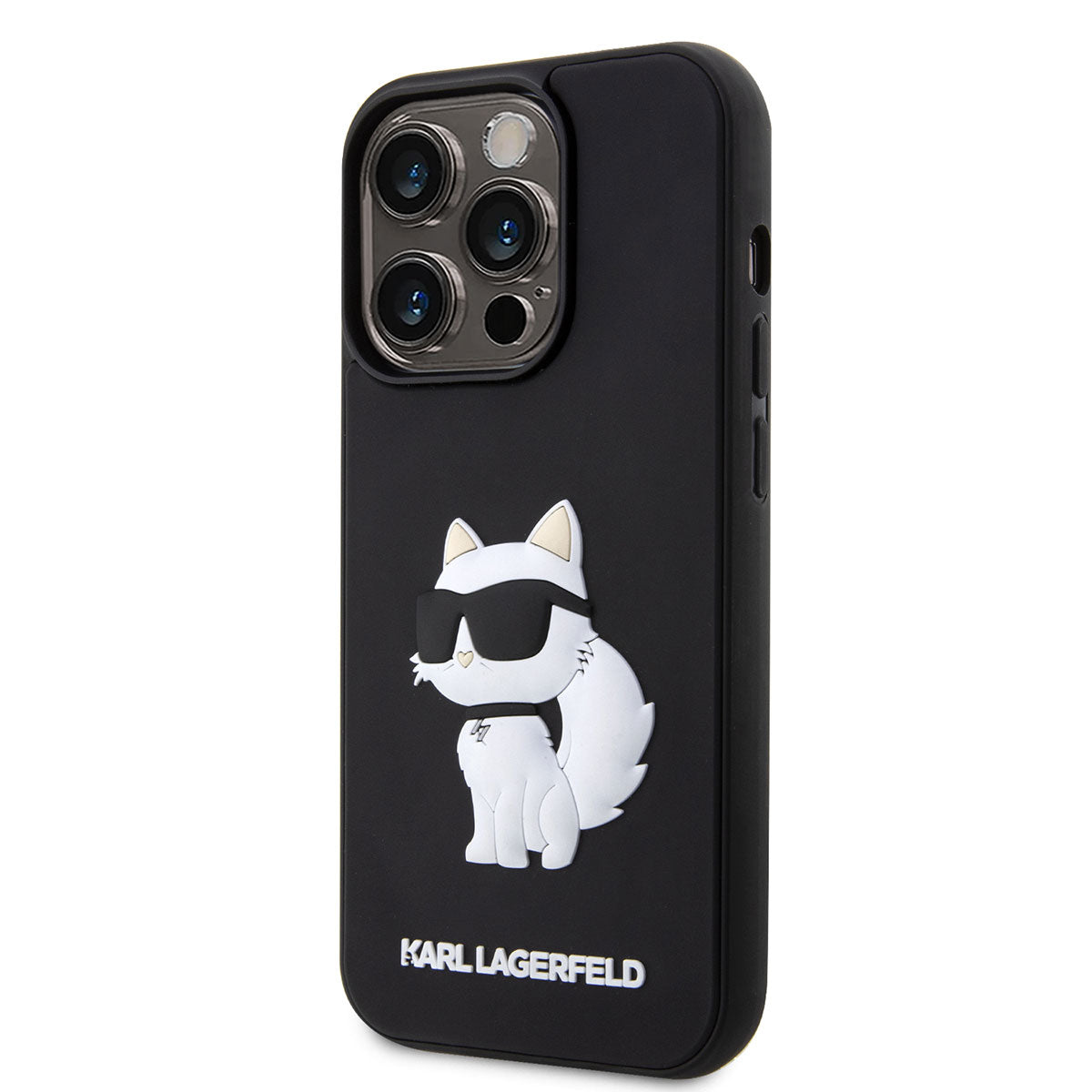 Apple iPhone 14 Pro Kılıf Karl Lagerfeld 3D Rubber Choupette Dizayn Kapak Siyah