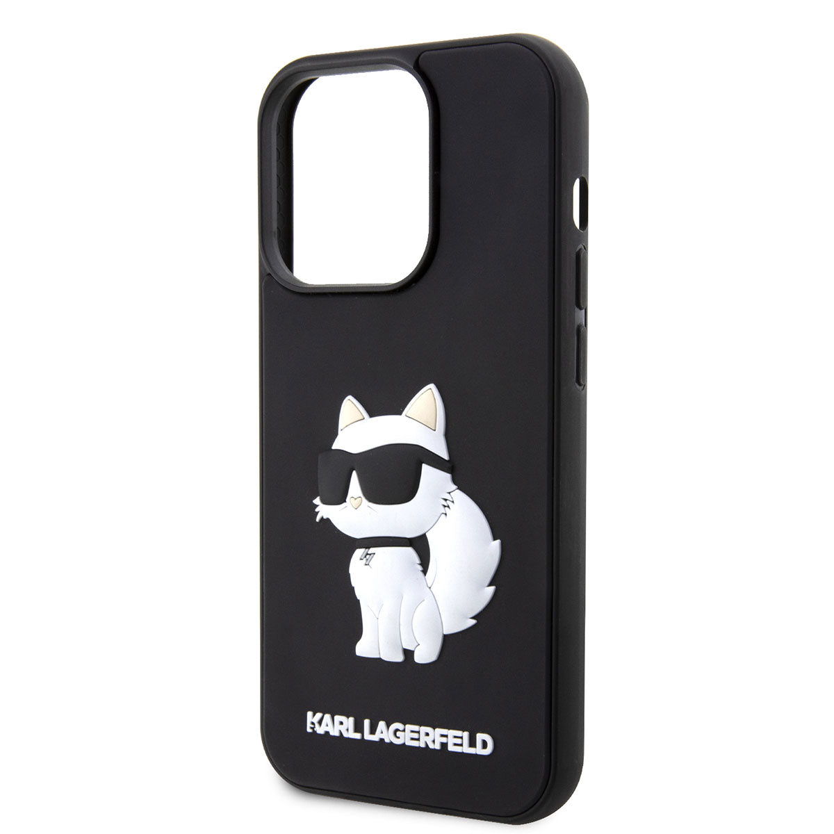 Apple iPhone 14 Pro Kılıf Karl Lagerfeld 3D Rubber Choupette Dizayn Kapak Siyah