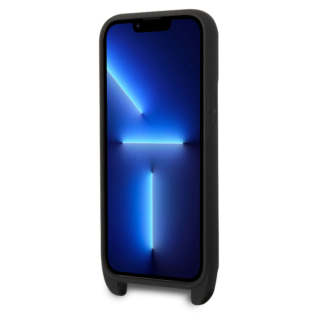 Apple iPhone 14 Pro Kılıf Karl Lagerfeld Boyun Askılı Karl Dizayn Kapak Siyah