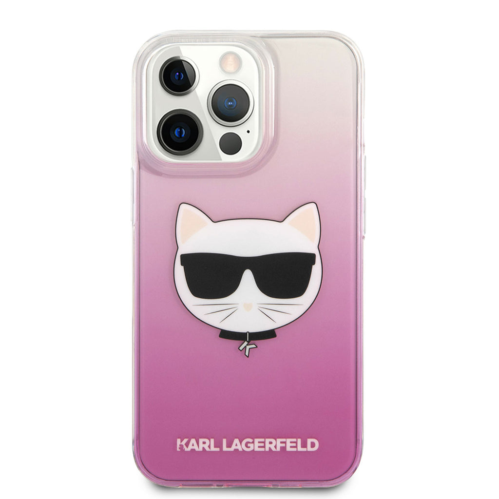 Apple iPhone 14 Pro Kılıf Karl Lagerfeld Sert TPU Choupette Dizayn Kapak Pembe
