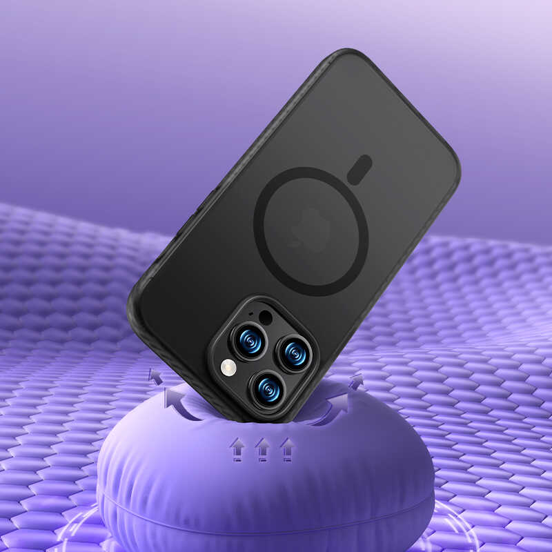 Apple iPhone 14 Pro Kılıf Kenarları Silikon Airbagli Mat Arka Yüzey Benks Icesand Kapak Siyah