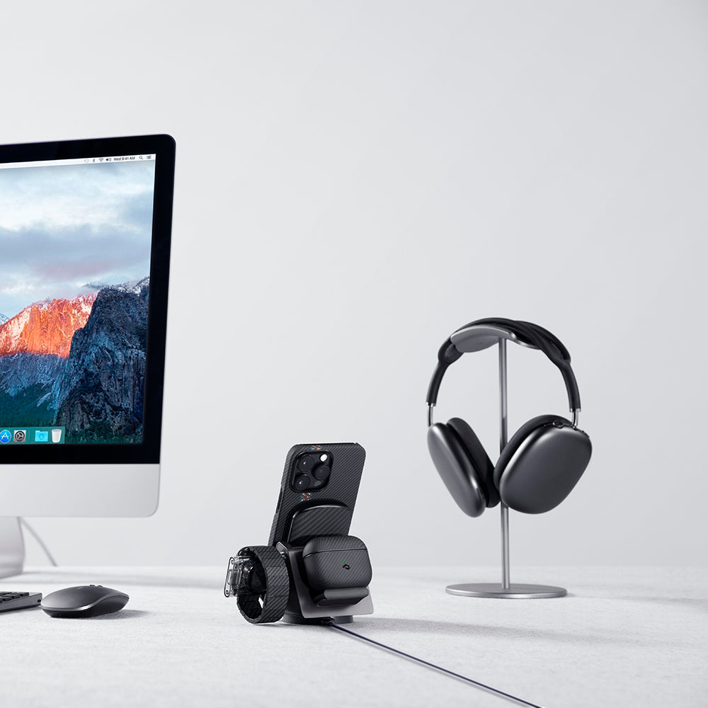 Apple iPhone 14 Pro Kılıf M-safe Şarj Özellikli 600D Aramid Fiber Pitaka Tactile Woven Orchestra Serisi Rhapsody Kapak Siyah