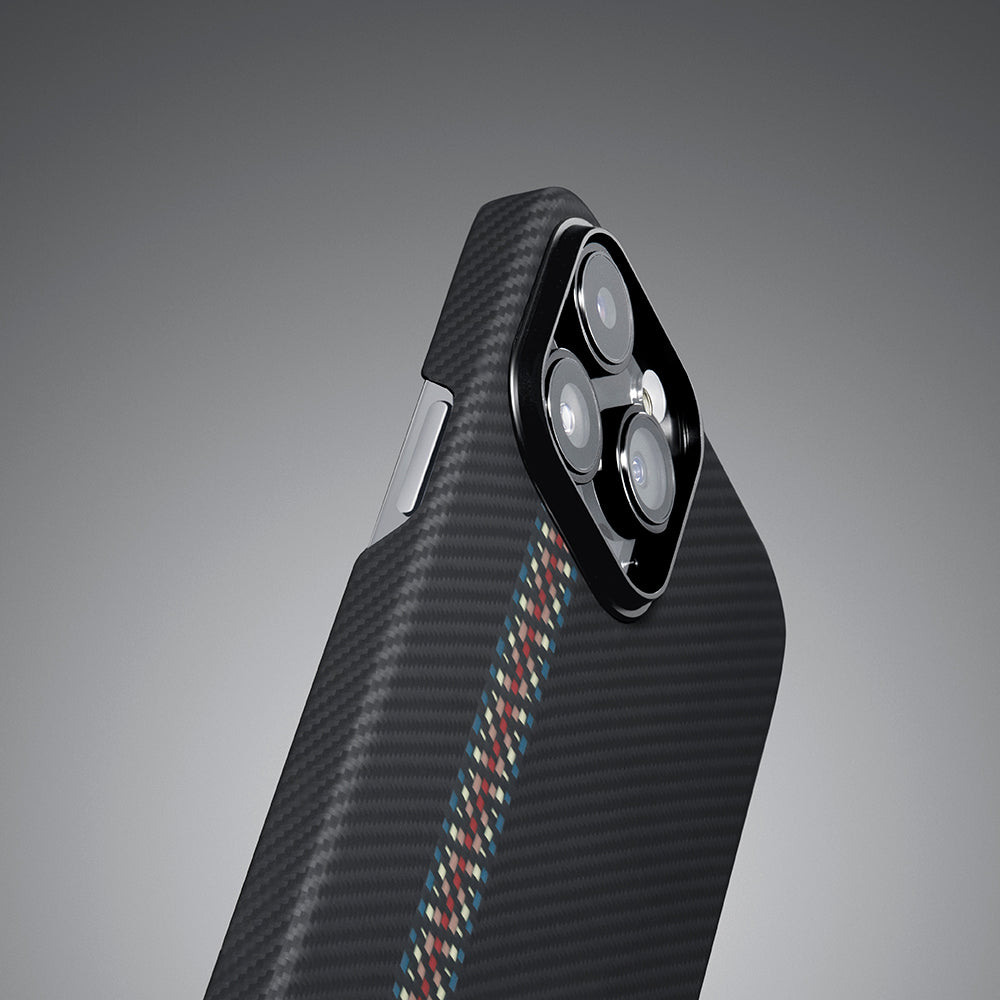 Apple iPhone 14 Pro Kılıf M-safe Şarj Özellikli 600D Aramid Fiber Pitaka Tactile Woven Orchestra Serisi Rhapsody Kapak Siyah