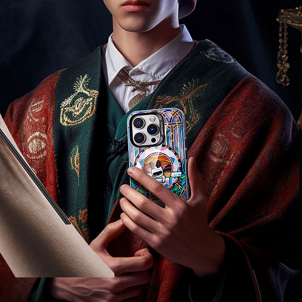 Apple iPhone 14 Pro Kılıf M-safe Şarj Özellikli Benks Casebang Memory & Meditation Kapak Beyaz