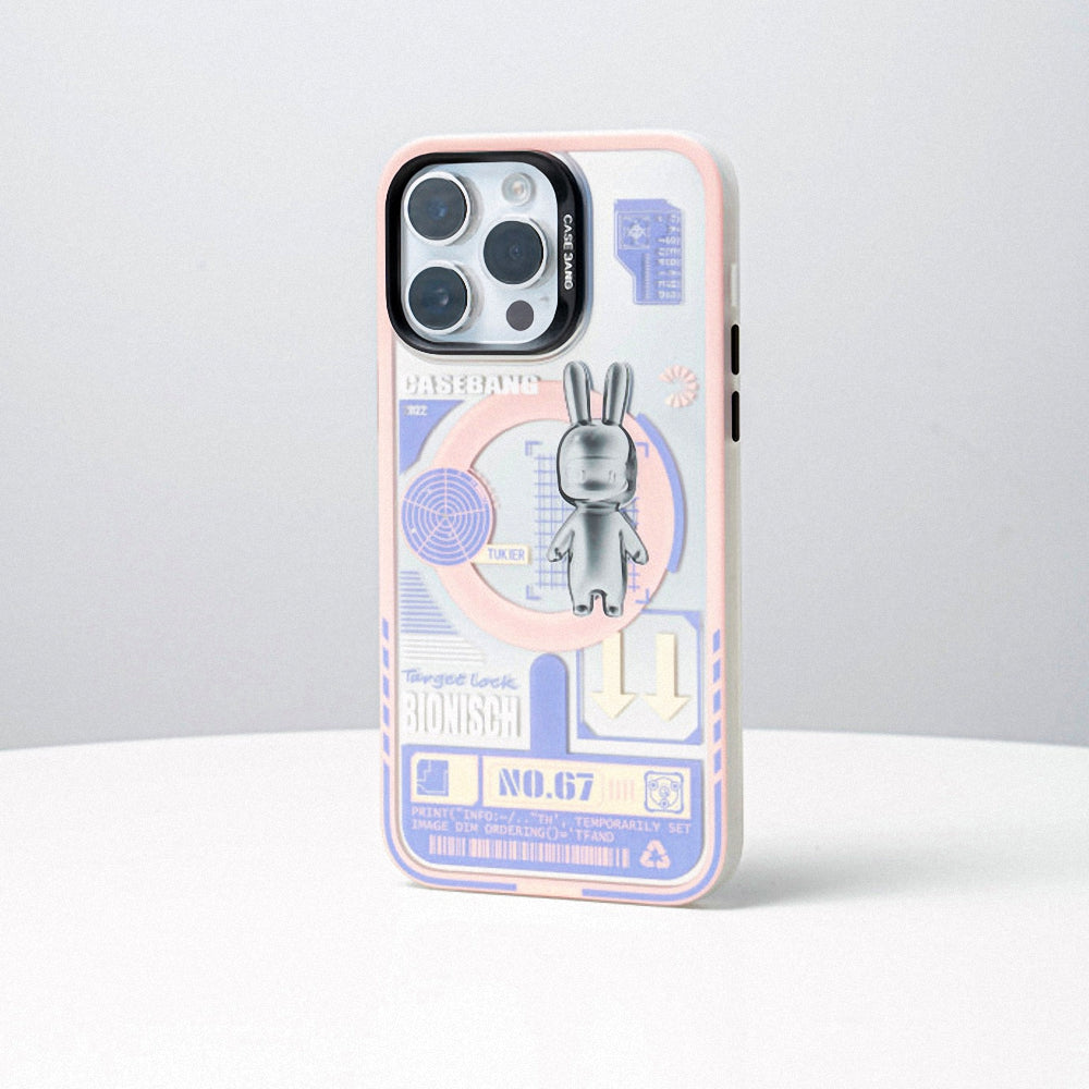 Apple iPhone 14 Pro Kılıf M-safe Şarj Özellikli Benks Casebang Rabbit Kapak Pembe