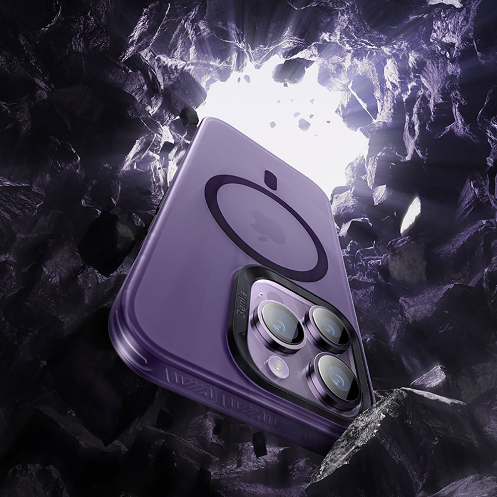 Apple iPhone 14 Pro Kılıf M-safe Şarj Özellikli Benks Lucid Armor Kapak Derin Mor