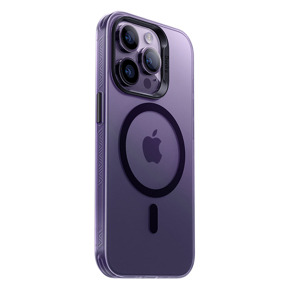 Apple iPhone 14 Pro Kılıf M-safe Şarj Özellikli Benks Lucid Armor Kapak Derin Mor