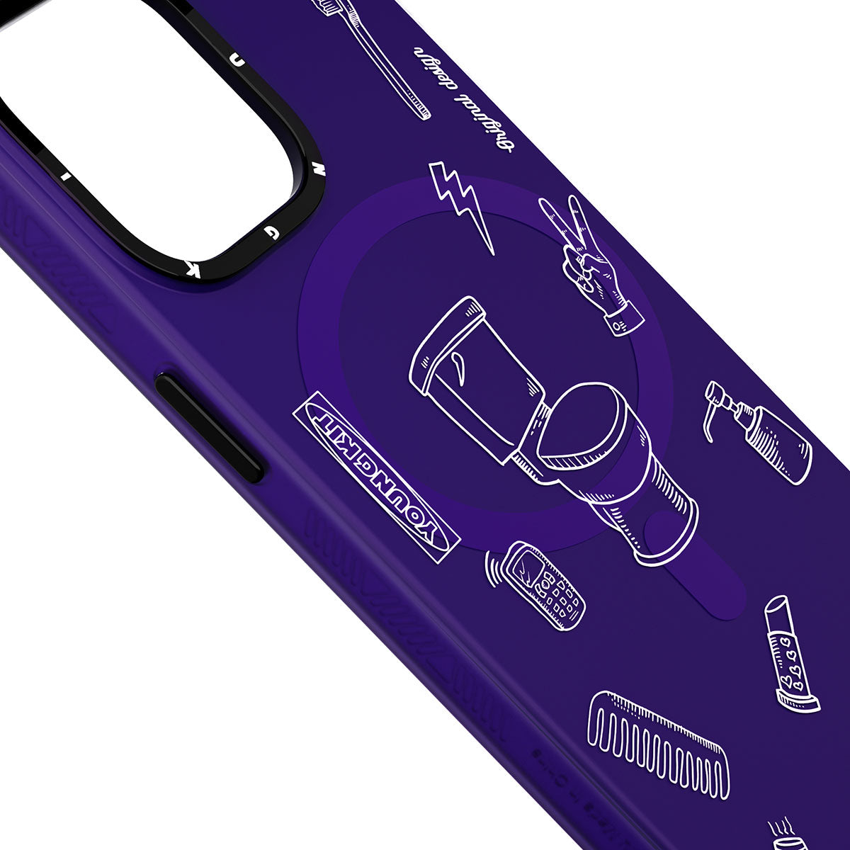 Apple iPhone 14 Pro Kılıf M-safe Şarj Özellikli Desenli Youngkit Plaything Serisi Kapak Mor