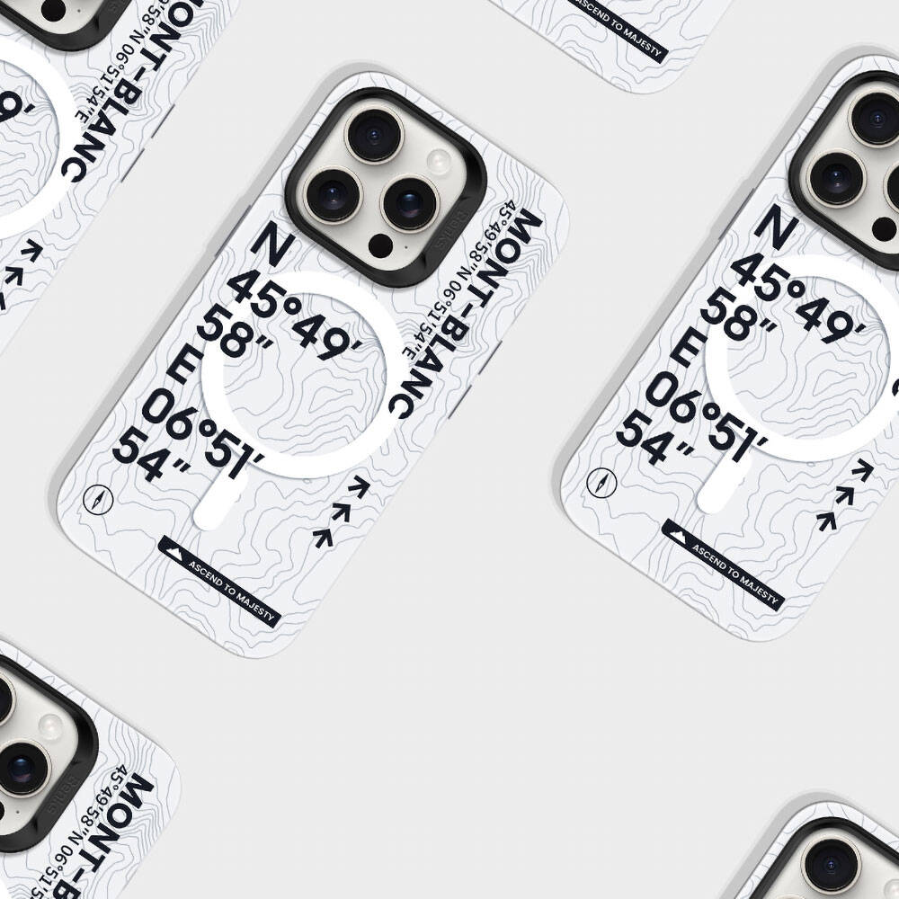 Apple iPhone 14 Pro Kılıf M-safe Şarj Özellikli Koordinat Yazı Desenli Benks Summit Serisi Kapak Beyaz