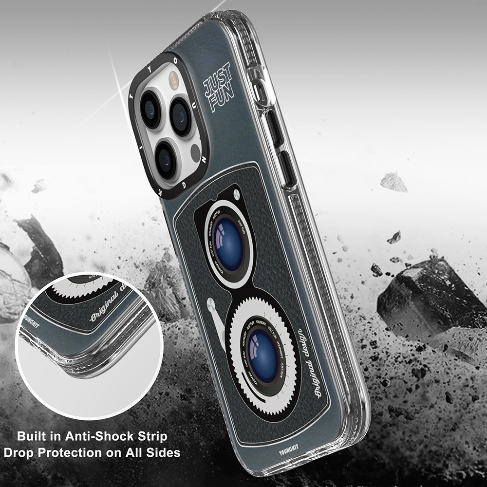 Apple iPhone 14 Pro Kılıf M-safe Şarj Özellikli Lens Figürlü YoungKit Art Film Serisi Kapak Pembe