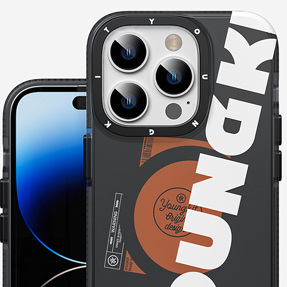 Apple iPhone 14 Pro Kılıf M-safe Şarj Özellikli Youngkit Binfen Serisi Yazı Temalı Kapak Yeşil