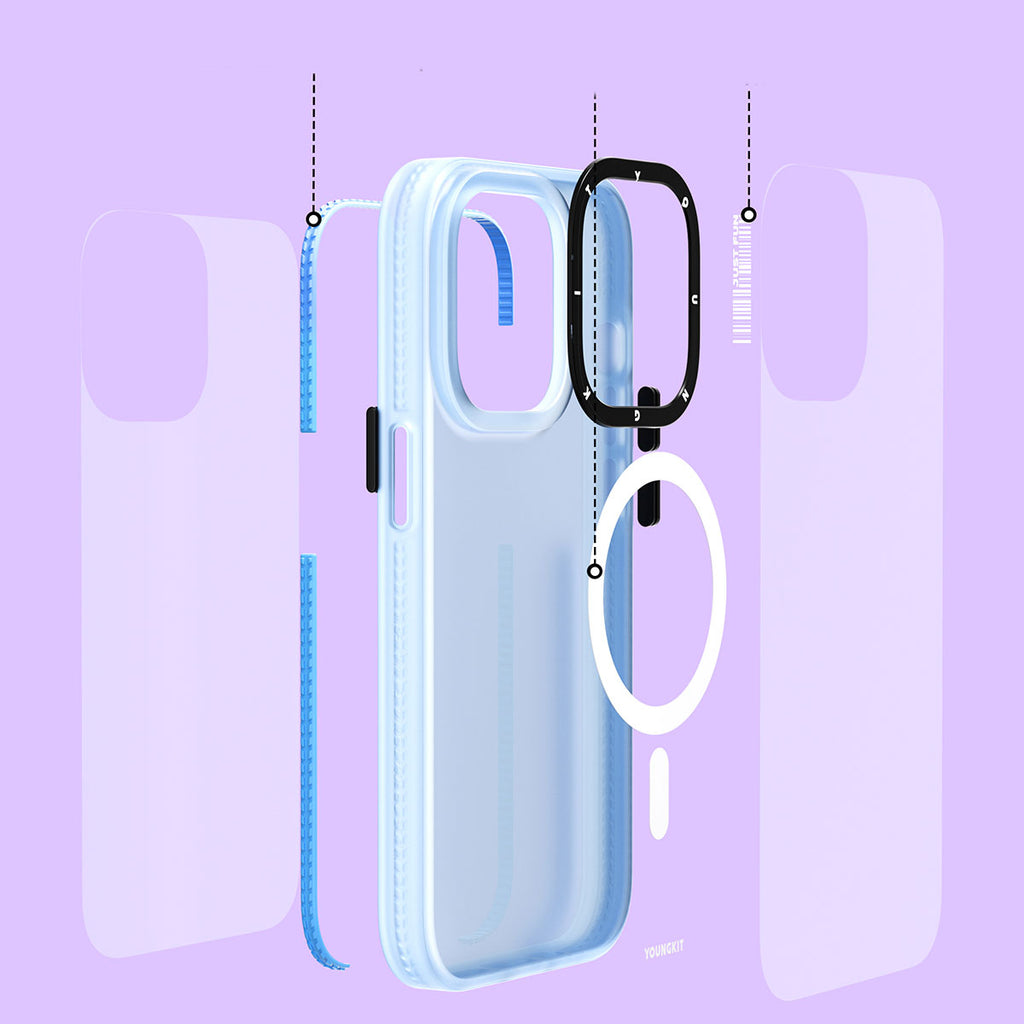 Apple iPhone 14 Pro Kılıf M-safe Şarj Özellikli Youngkit Colored Sand Serisi Kapak Pembe