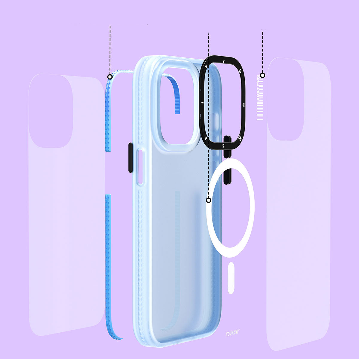 Apple iPhone 14 Pro Kılıf M-safe Şarj Özellikli Youngkit Colored Sand Serisi Kapak Pembe