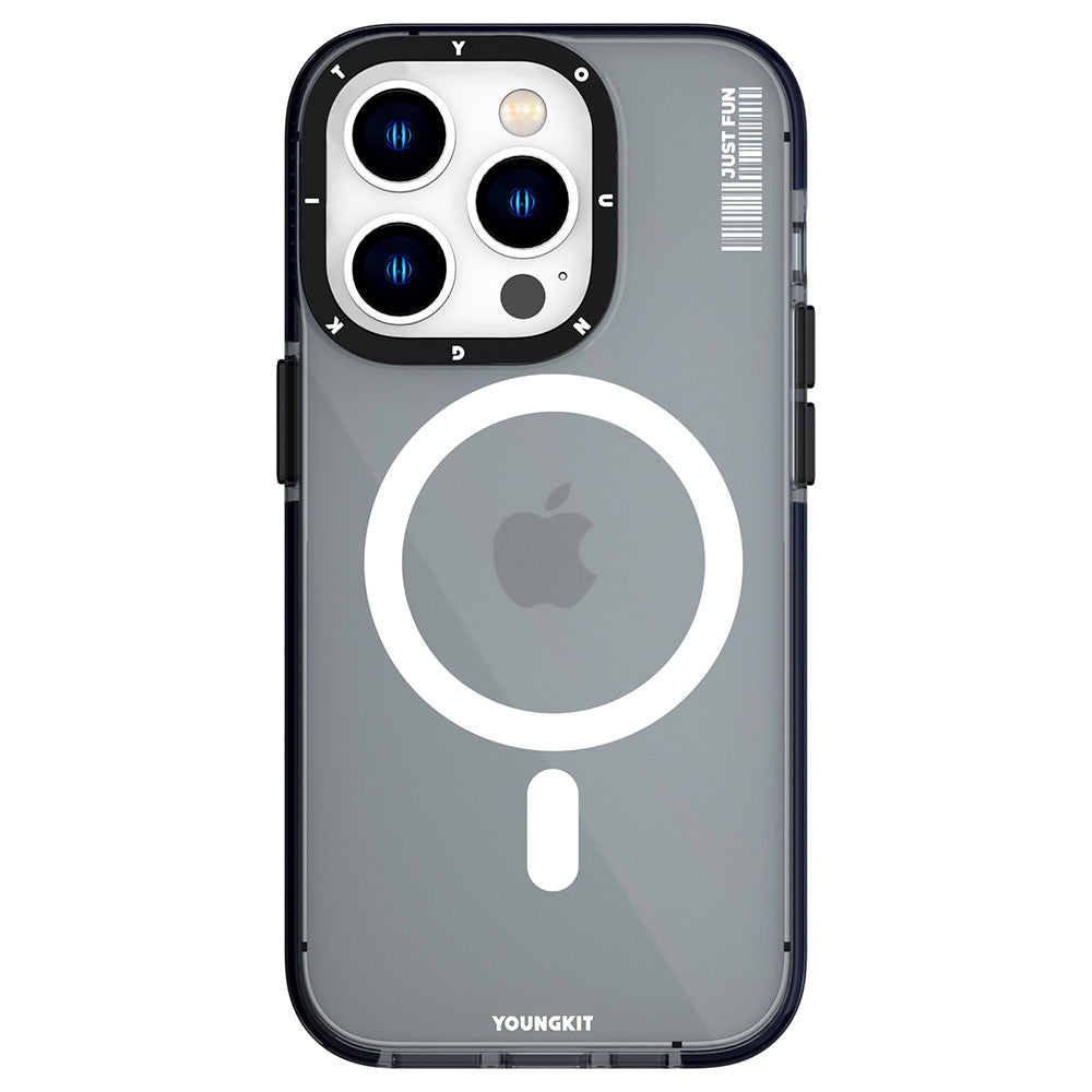 Apple iPhone 14 Pro Kılıf M-safe Şarj Özellikli YoungKit Crystal Color Serisi Kapak Siyah