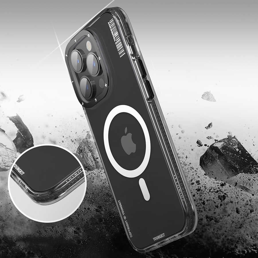 Apple iPhone 14 Pro Kılıf M-safe Şarj Özellikli YoungKit Exquisite Serisi Kapak Siyah