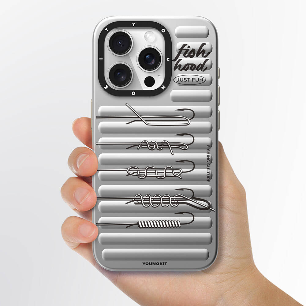 Apple iPhone 14 Pro Kılıf M-safe Şarj Özellikli Youngkit Fishing Serisi Kapak Gri