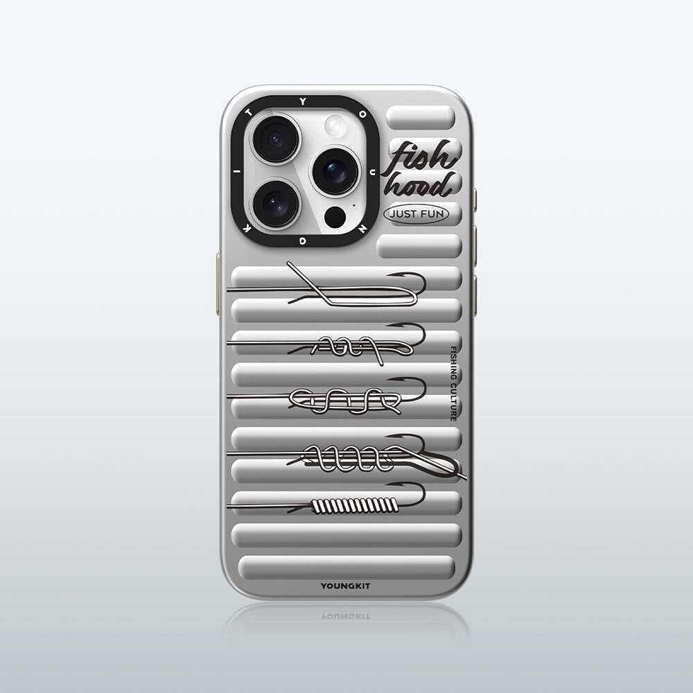 Apple iPhone 14 Pro Kılıf M-safe Şarj Özellikli Youngkit Fishing Serisi Kapak Gri