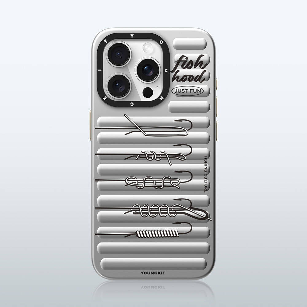 Apple iPhone 14 Pro Kılıf M-safe Şarj Özellikli Youngkit Fishing Serisi Kapak Gri