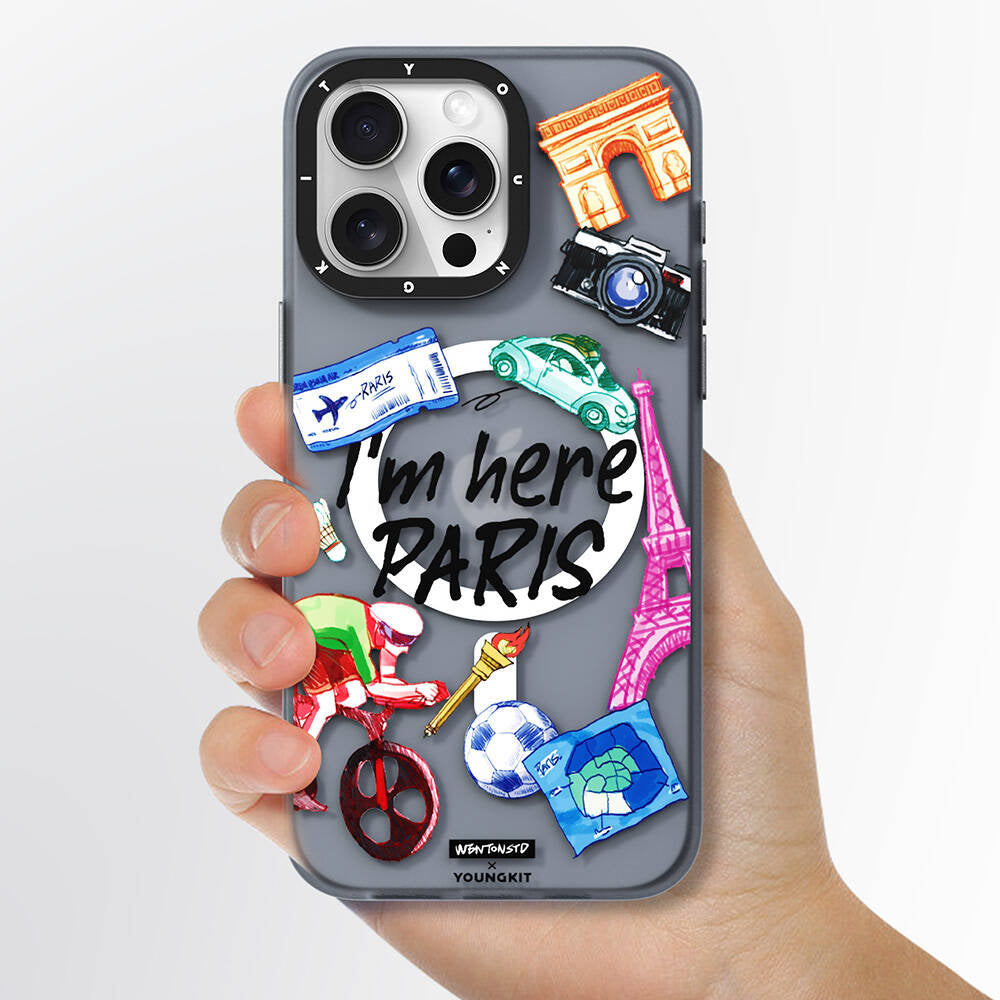 Apple iPhone 14 Pro Kılıf M-safe Şarj Özellikli Youngkit in Paris Serisi Kapak Gri