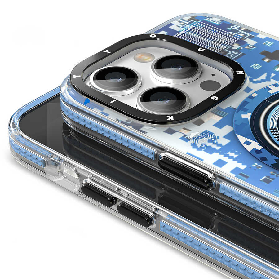 Apple iPhone 14 Pro Kılıf M-safe Şarj Özellikli YoungKit Kamuflaj Serisi Kapak Beyaz