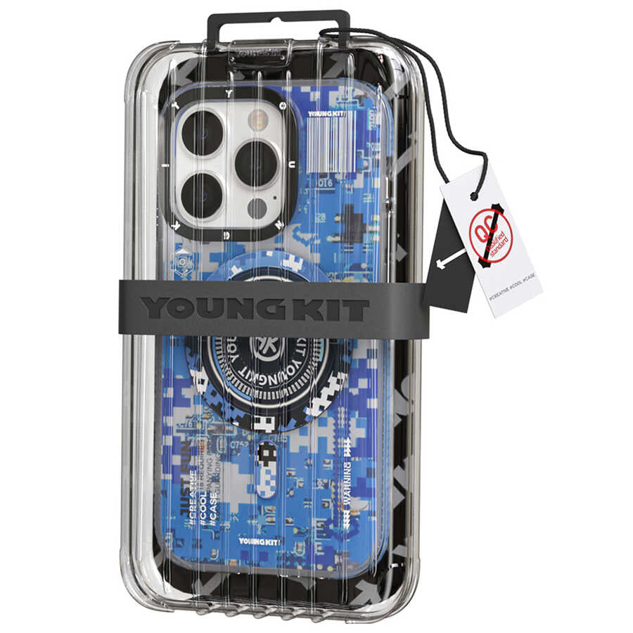 Apple iPhone 14 Pro Kılıf M-safe Şarj Özellikli YoungKit Kamuflaj Serisi Kapak Yeşil