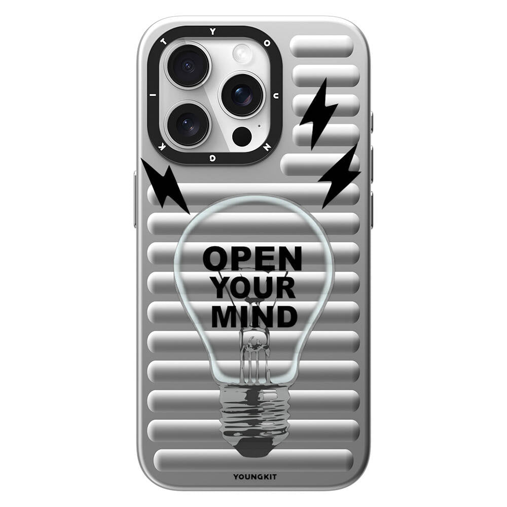Apple iPhone 14 Pro Kılıf M-safe Şarj Özellikli Youngkit Open Mind Serisi Kapak Gümüş