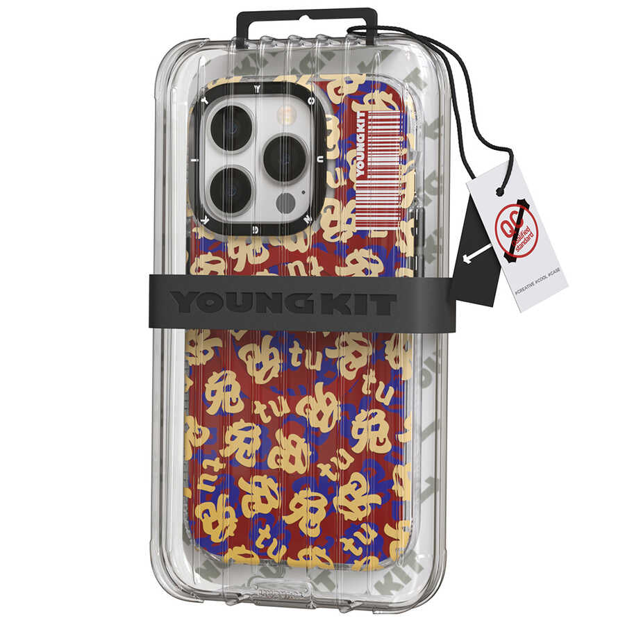 Apple iPhone 14 Pro Kılıf M-safe Şarj Özellikli Youngkit Play Rabbit Serisi Kapak Kırmızı