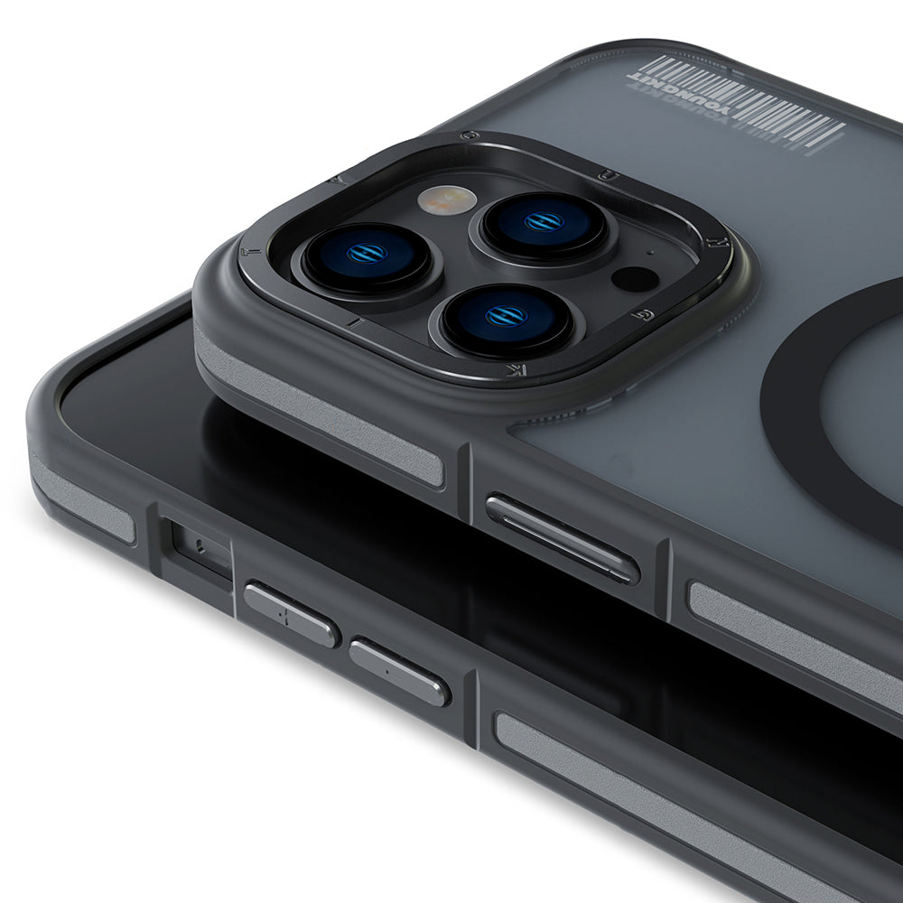 Apple iPhone 14 Pro Kılıf M-safe Şarj Özellikli Youngkit Rock Sand Serisi Kapak Siyah