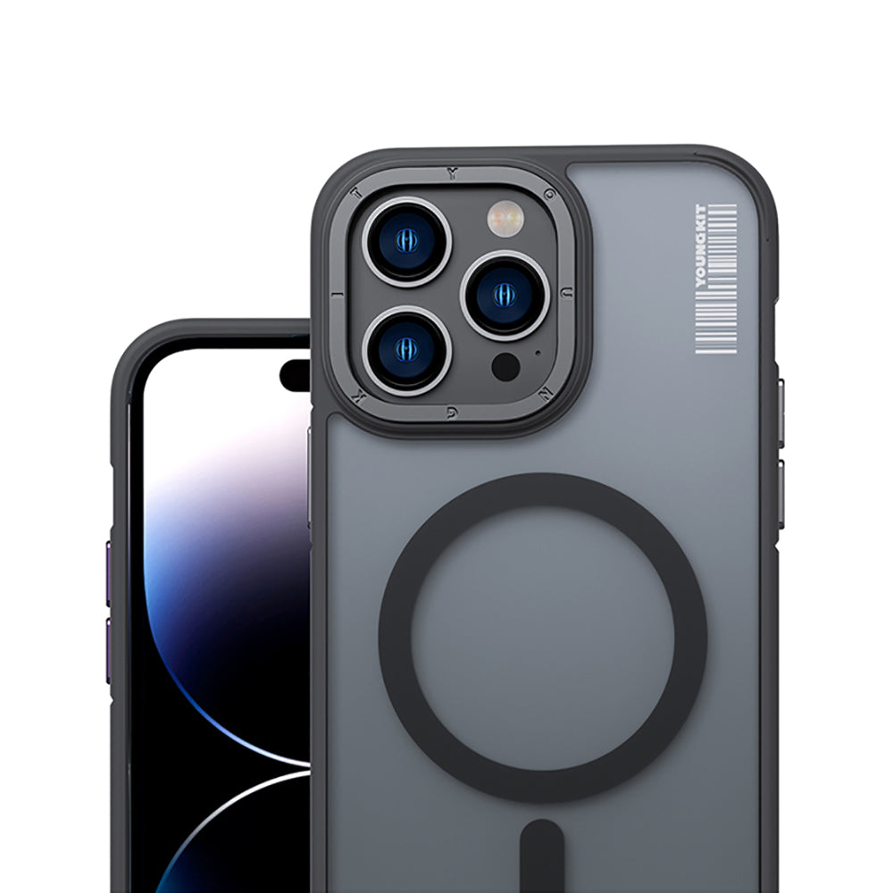 Apple iPhone 14 Pro Kılıf M-safe Şarj Özellikli Youngkit Rock Sand Serisi Kapak Mavi