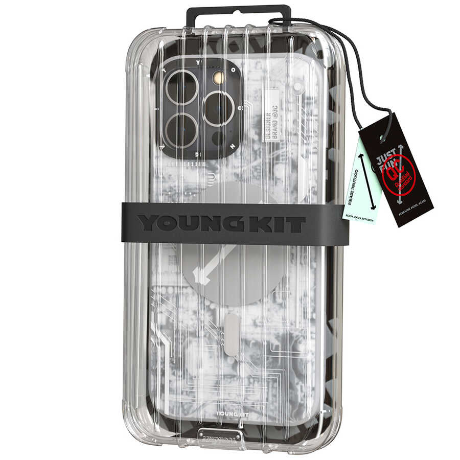 Apple iPhone 14 Pro Kılıf M-safe Şarj Özellikli YoungKit Technology Serisi Kapak Siyah